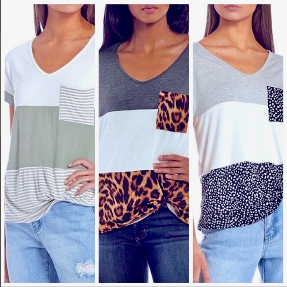 3 Twist Front Colorblock Stripes
Pocket Tee Bundle